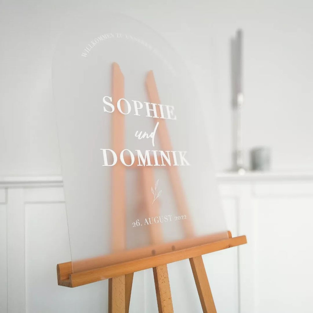 Willkommensschild Hochzeit mit 3D Schrift „Abgerundet" | personalisiert