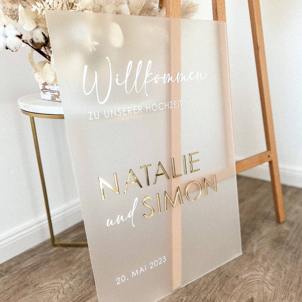 Willkommensschild Hochzeit mit 3D Schrift „Modern" | personalisiert