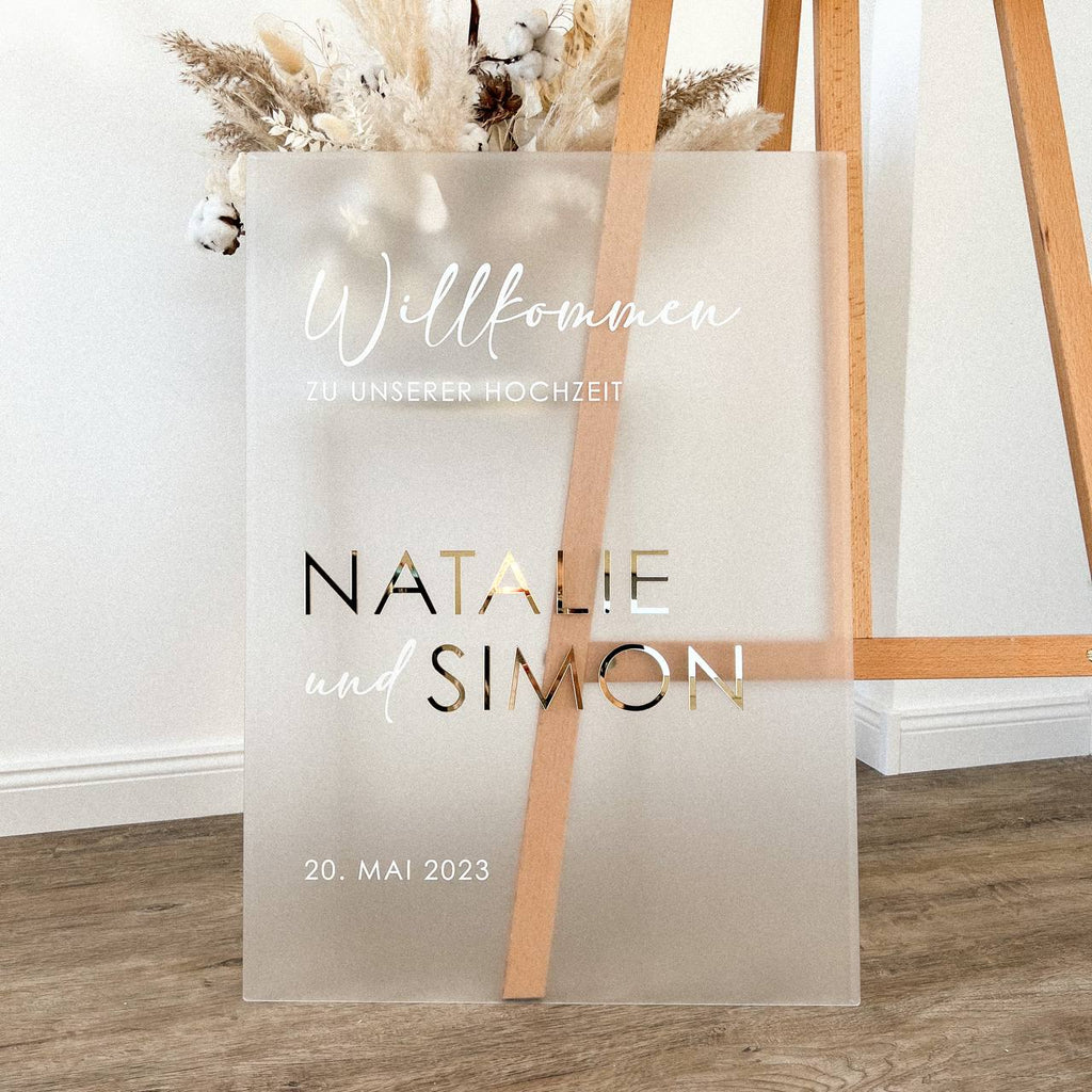 Willkommensschild Hochzeit mit 3D Schrift „Modern" | personalisiert