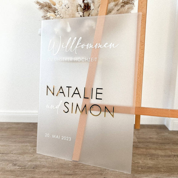 Willkommensschild Hochzeit mit 3D Schrift „Modern" | personalisiert