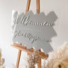 Welcome sign on acrylic with gold leaf | personalised