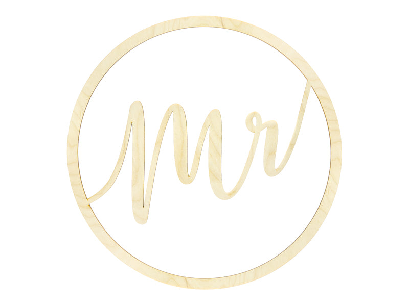 2x Stuhlaufhänger aus Holz Zeichen "Mr Mrs" - Durchmesser 38 cm
