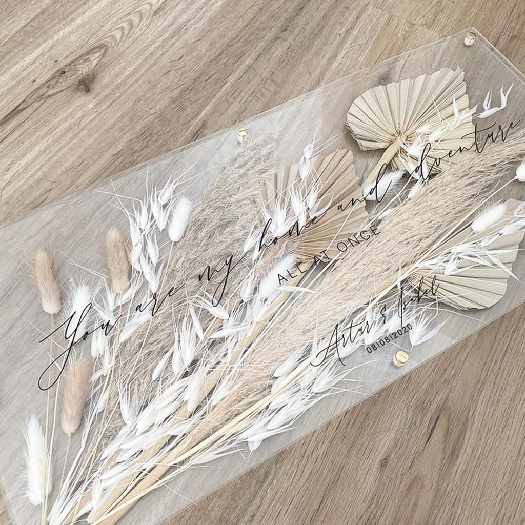 Acrylschild mit gepressten Trockenblumen | rechteckig | personalisiert