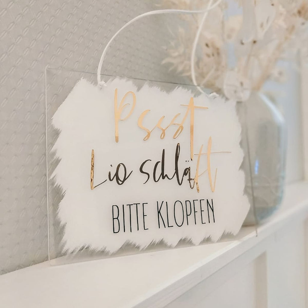 Acrylschild "Pssst Baby schläft" | 15 x 20cm | personalisiert