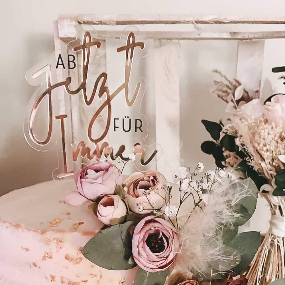 cake topper acryl gold hochzeit zweilagig