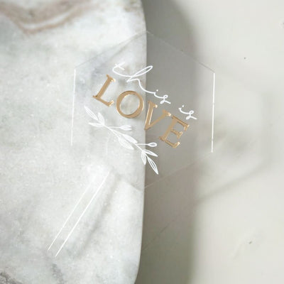 Cake Topper Acryl Hexagon - This Is Love