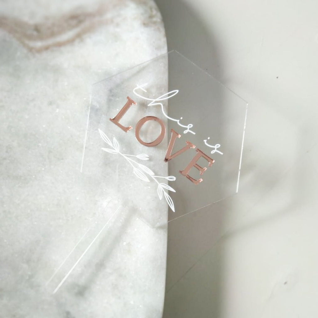 cake topper hochzeit acryl 3d spiegelroségold