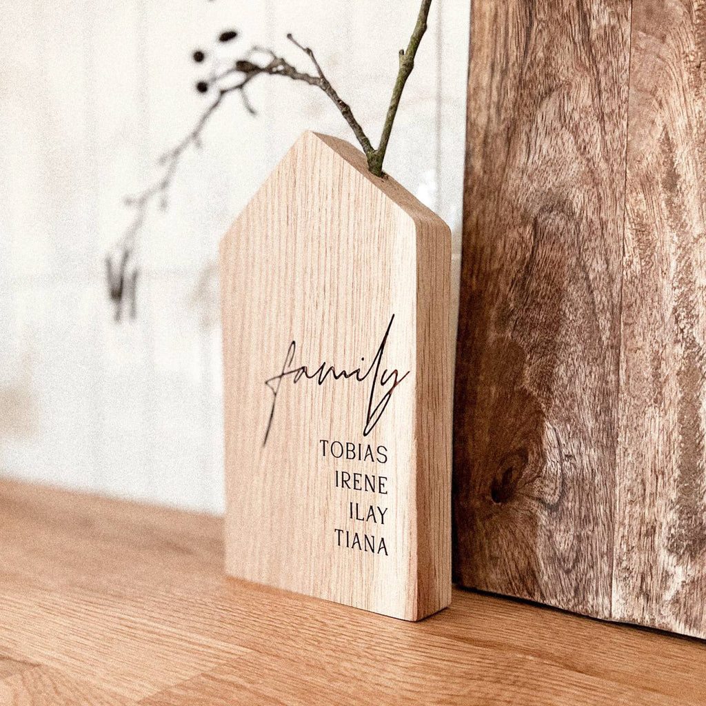 Personalisiertes Deko Häuschen aus Holz "Sunne"