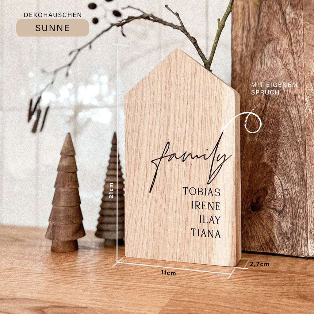 Personalisiertes Deko Häuschen aus Holz "Sunne"