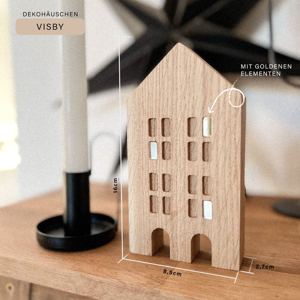 Deko Häuschen aus Holz "Visby"