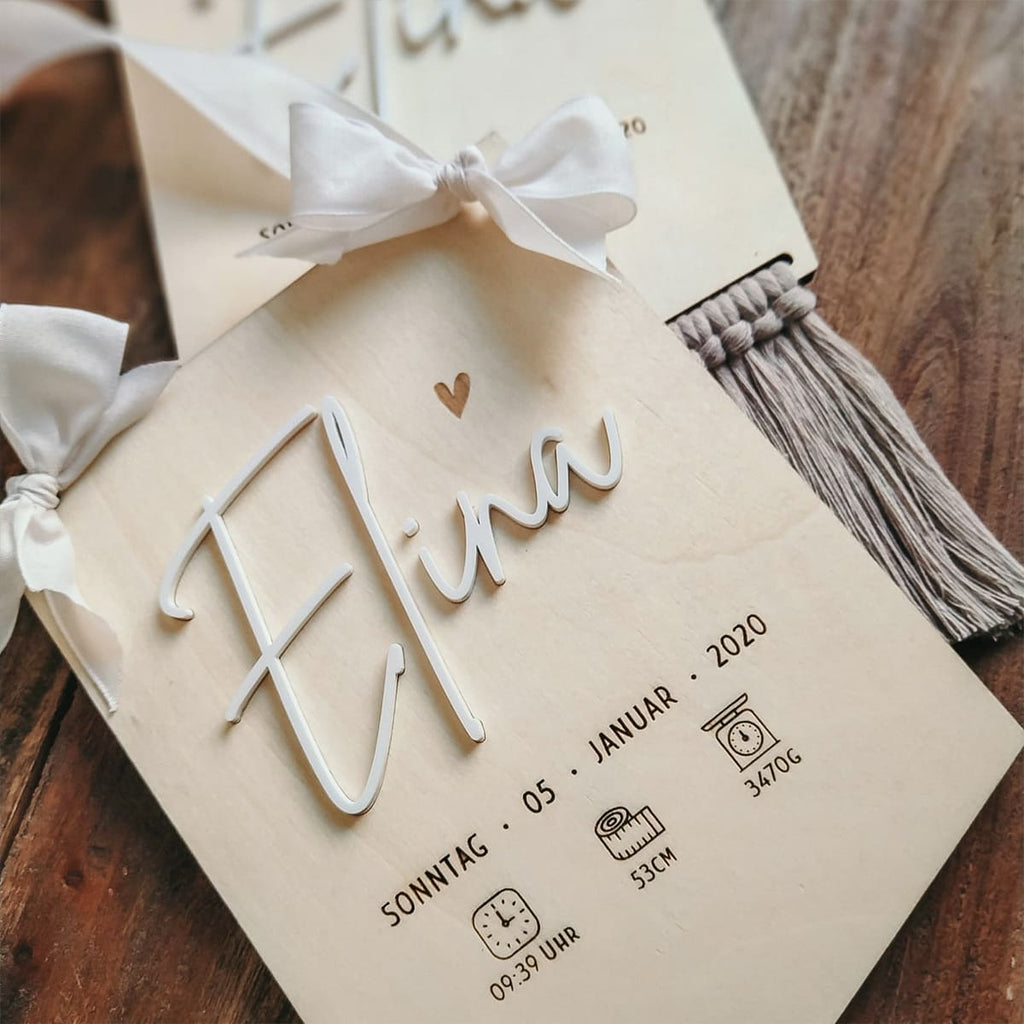 geburtstafel, geburtsschild holz