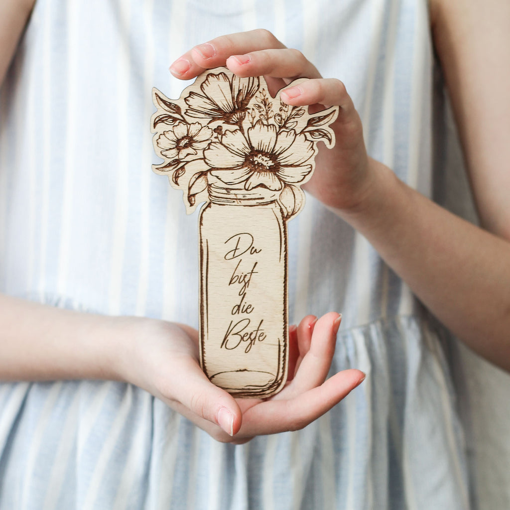 holzkarte muttertag Blumenstrauß