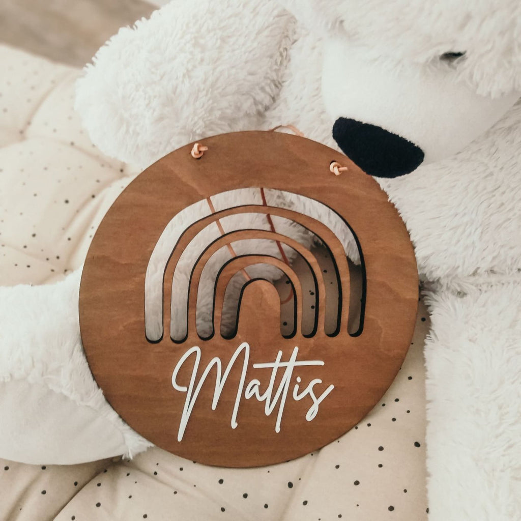 Türschild Kinderzimmer Rainbow mit 3D Namen personalisiert