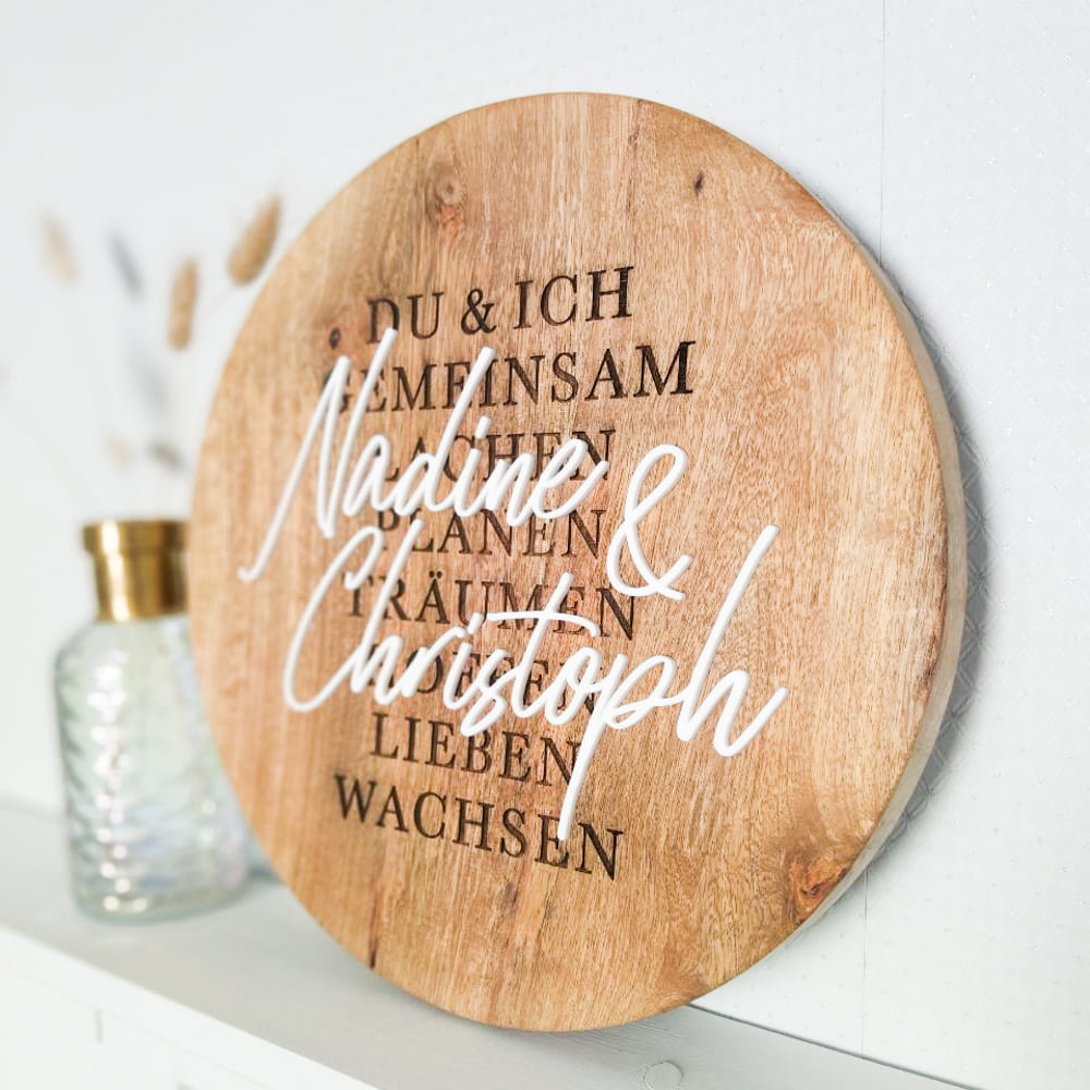 Wooden sign with saying made of mango wood | personalised