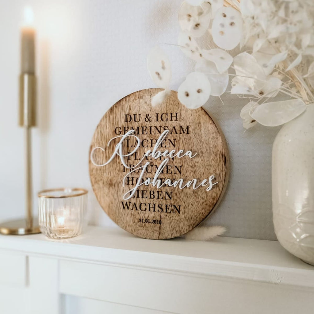 Holzschild mit Spruch aus Mangoholz | personalisiert