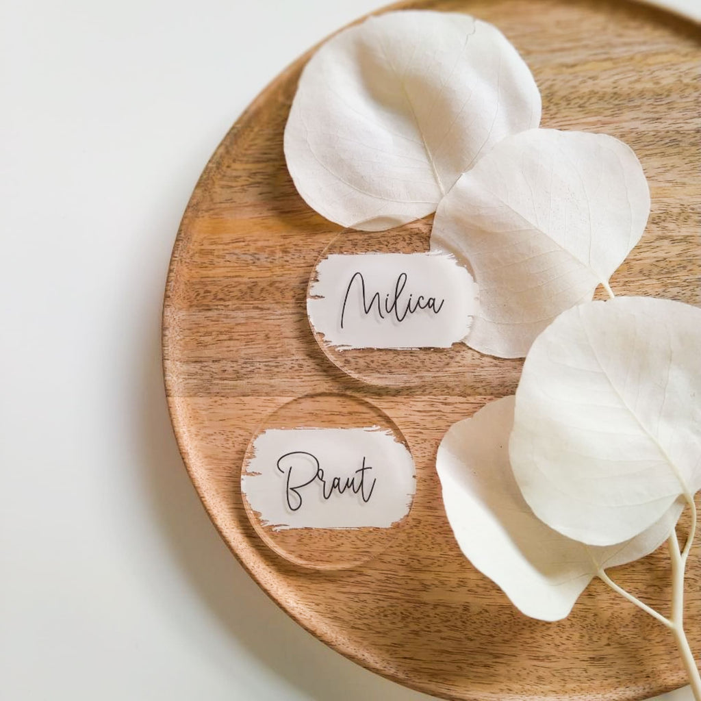Personalized round acrylic place card