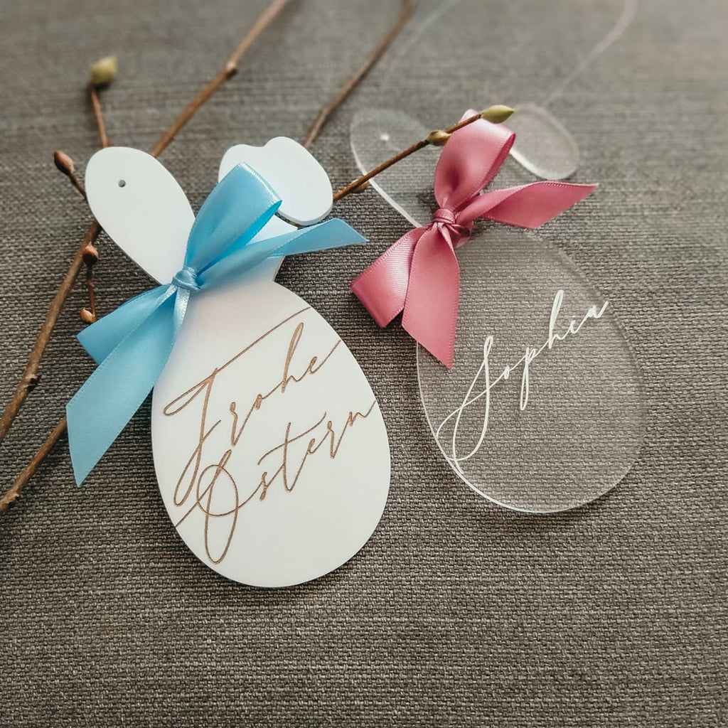 Ostereier 3er Set / "Frohe Ostern" personalisiert