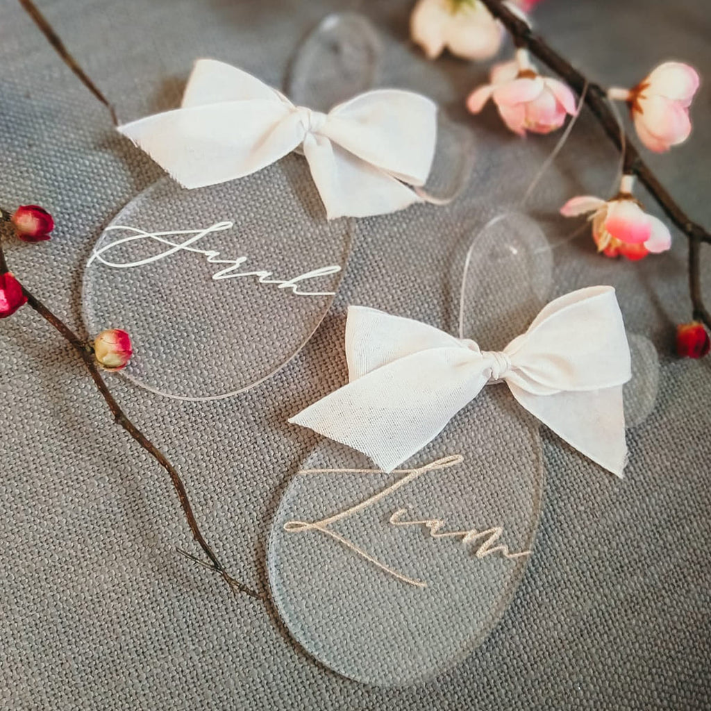 Ostereier 3er Set / "Frohe Ostern" personalisiert