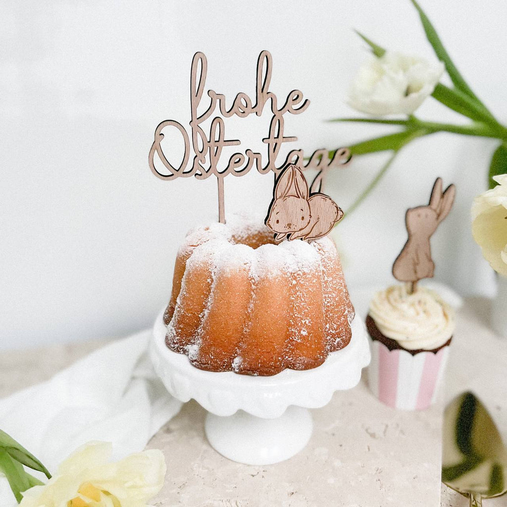 Cake Topper "Frohe Ostern" aus Holz