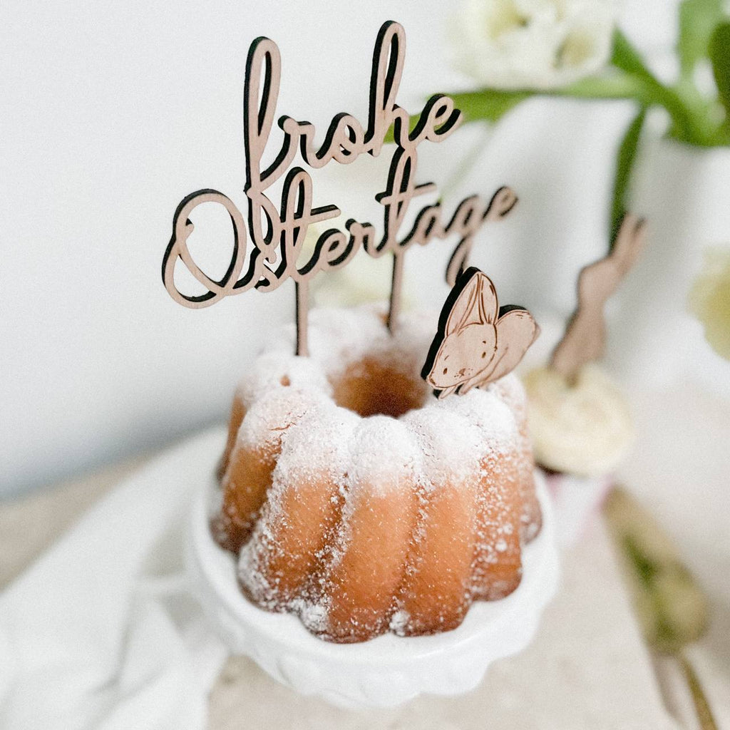 Cake Topper "Frohe Ostern" aus Holz
