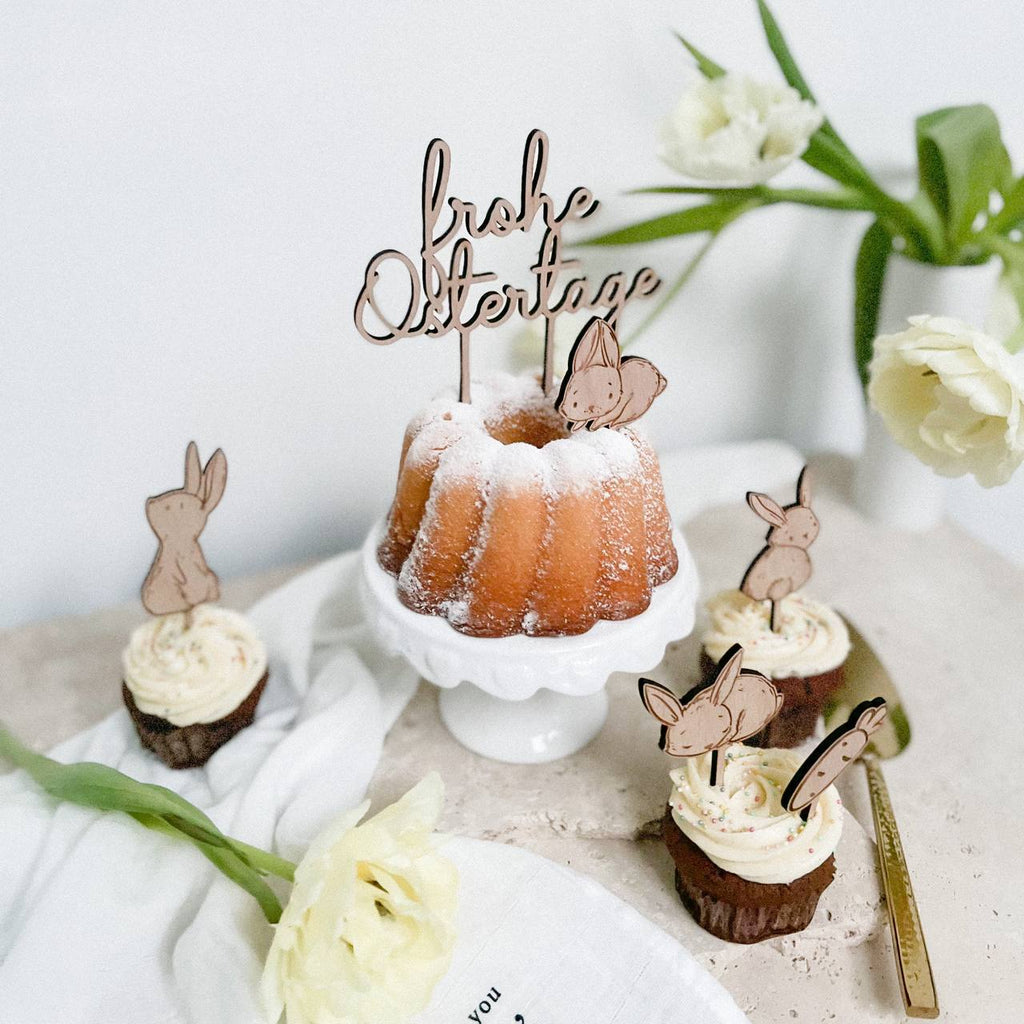 Cake Topper "Frohe Ostern" aus Holz