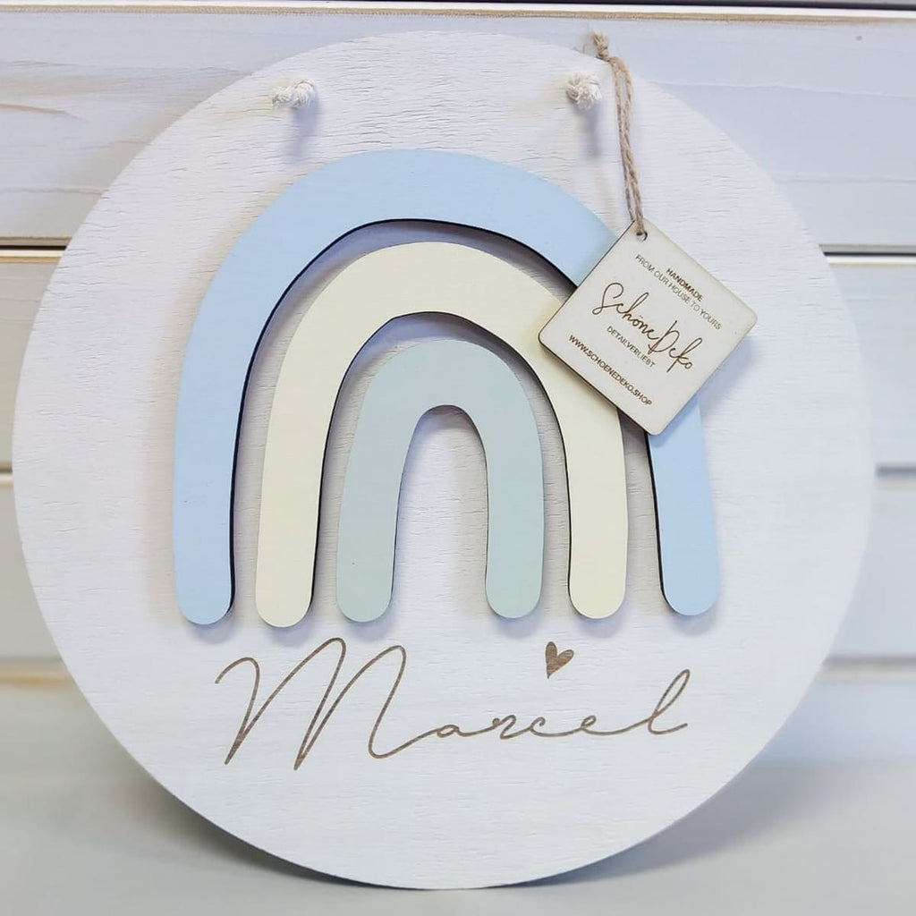 Namensschild Rainbow aus Holz