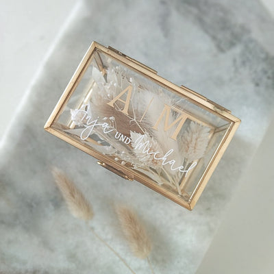 Ringkästchen aus Glas in Gold  | für dich personalisiert