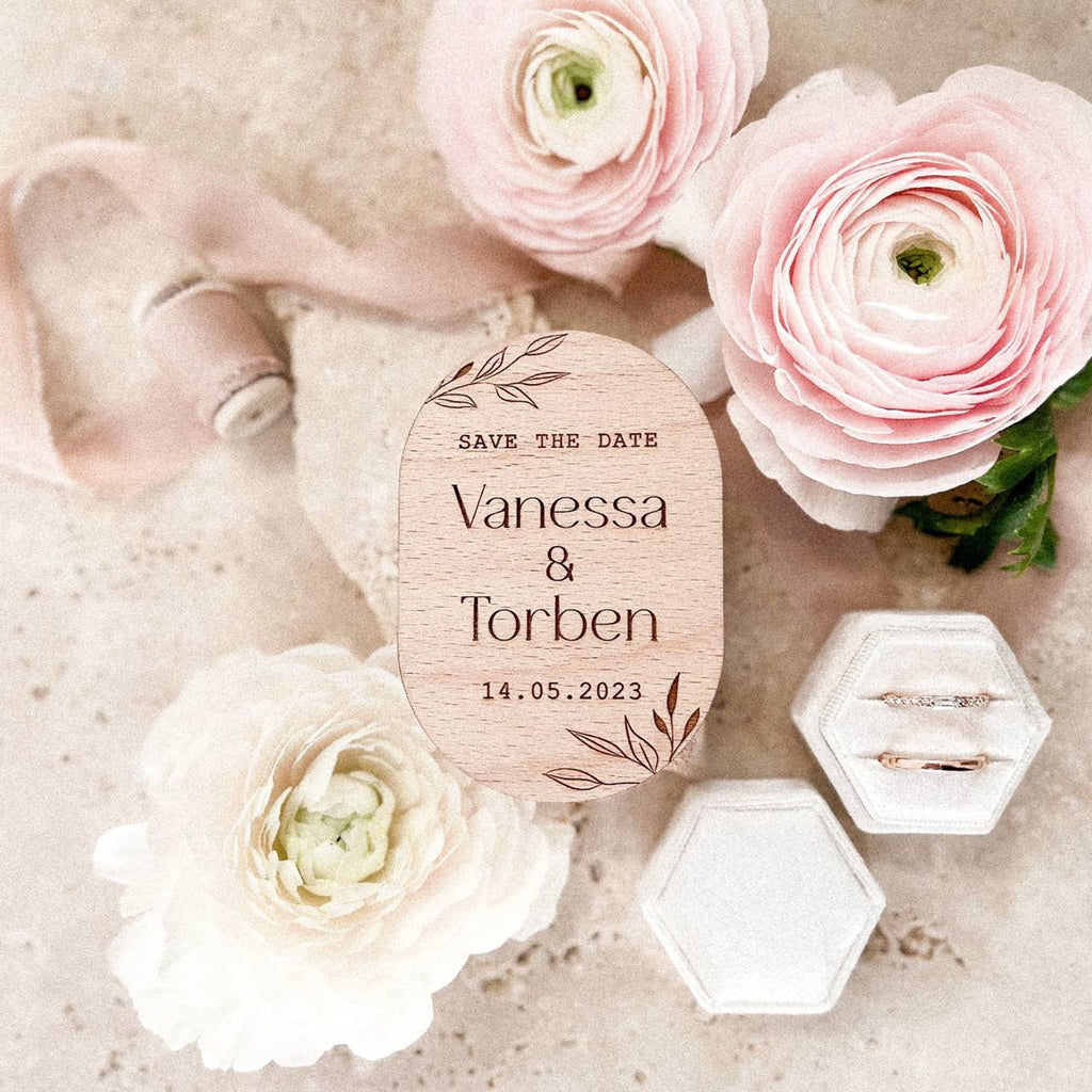 Save the Date Holzmagnet "Oval" personalisiert
