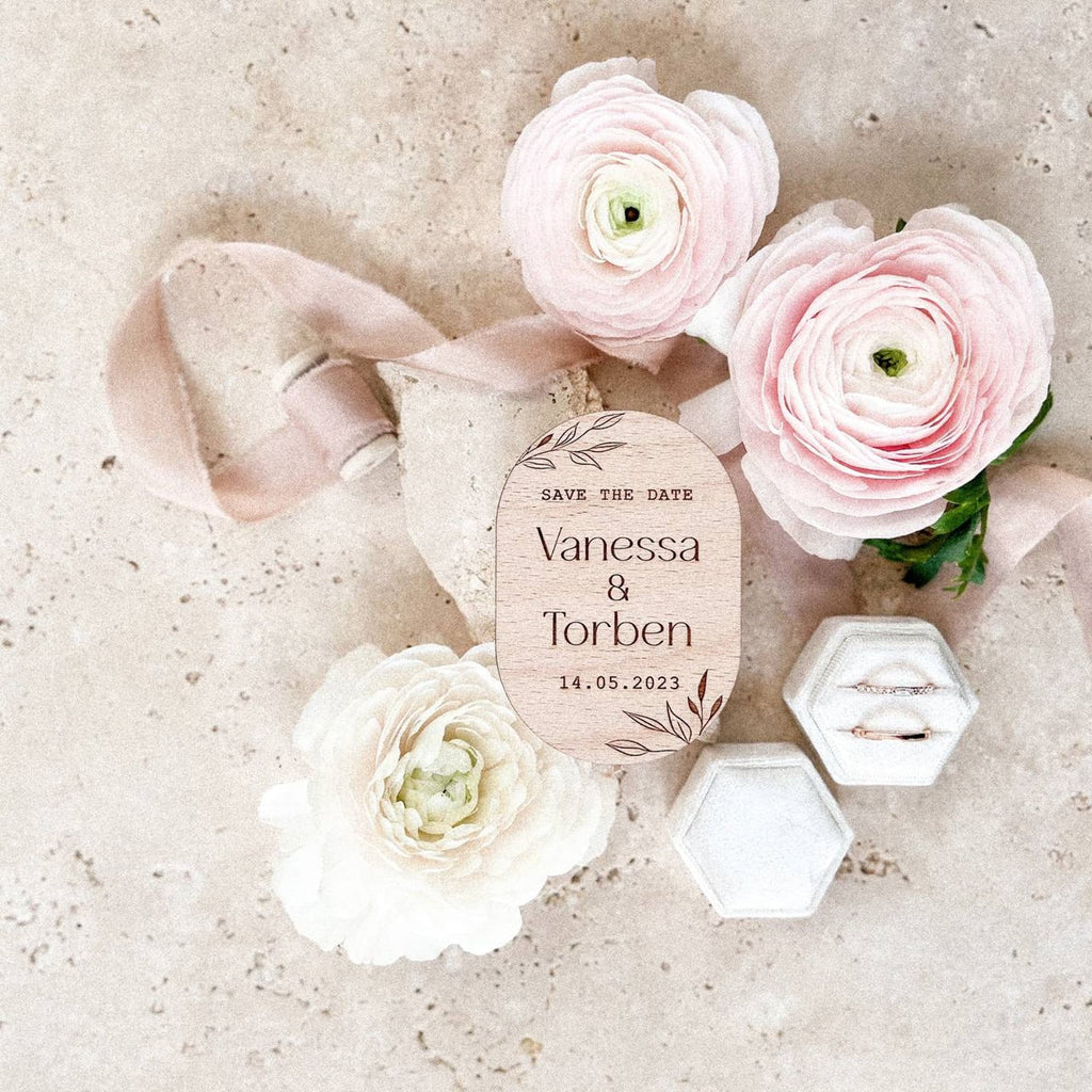 Save the Date Holzmagnet "Oval" personalisiert