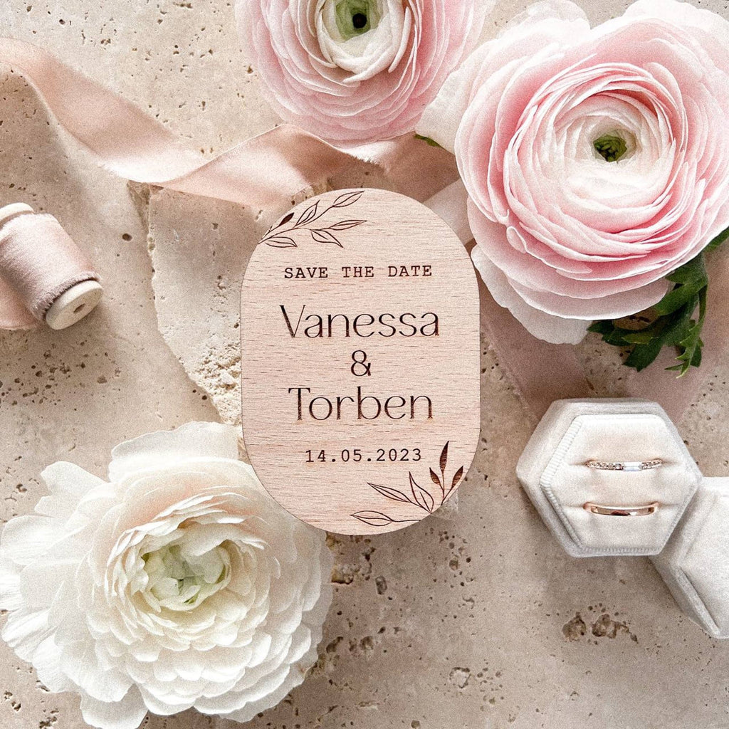 Save the Date Holzmagnet "Oval" personalisiert