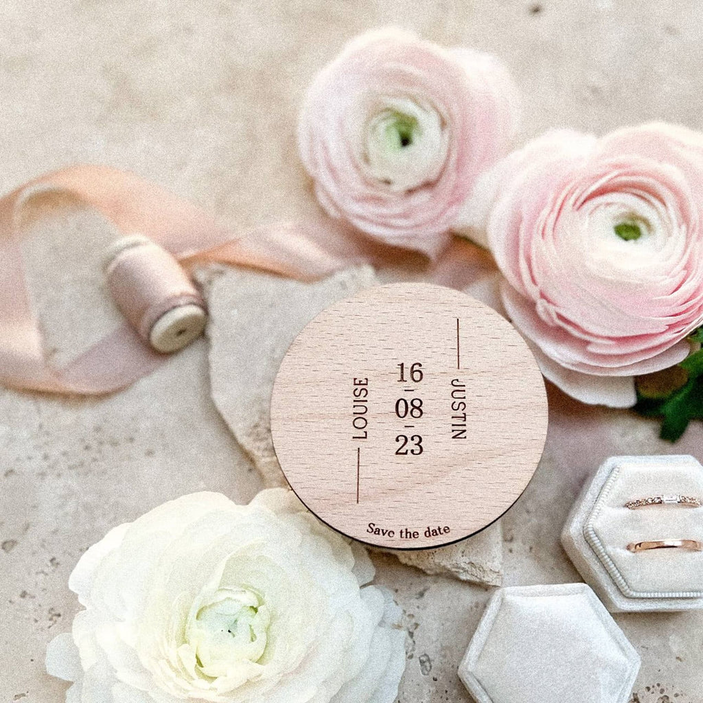 Save the Date Holzmagnet "Elegant" personalisiert