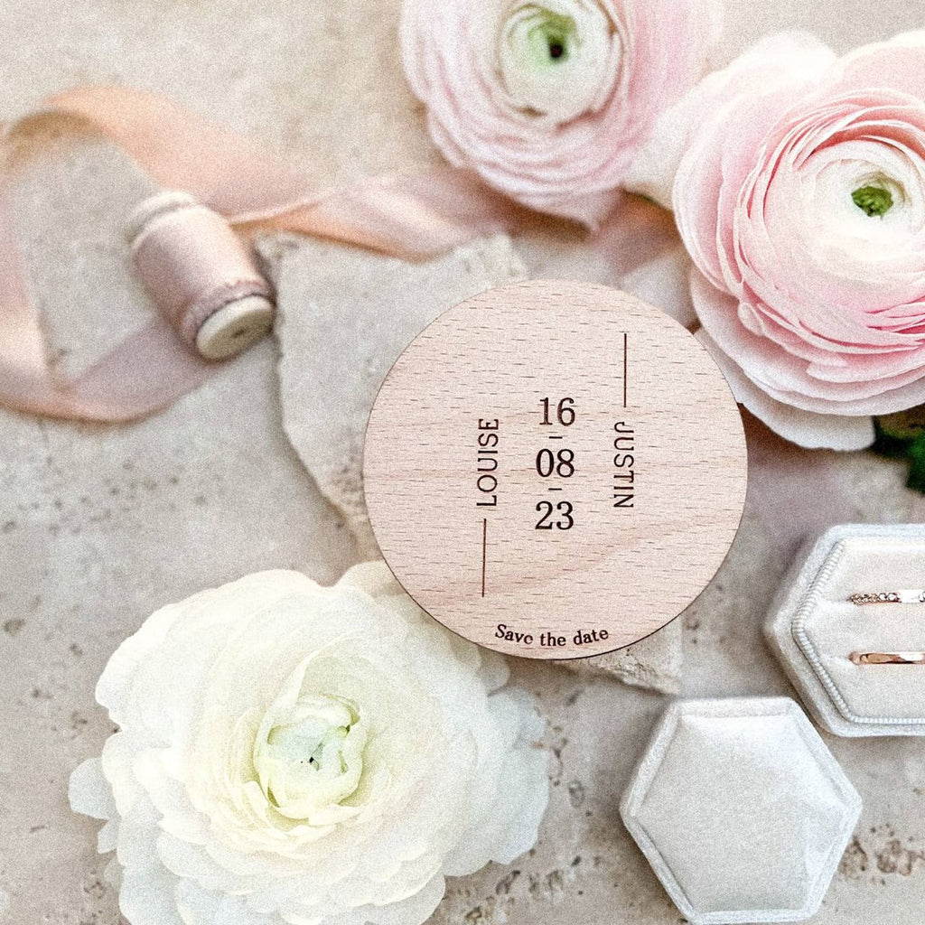 Save the Date Holzmagnet "Elegant" personalisiert