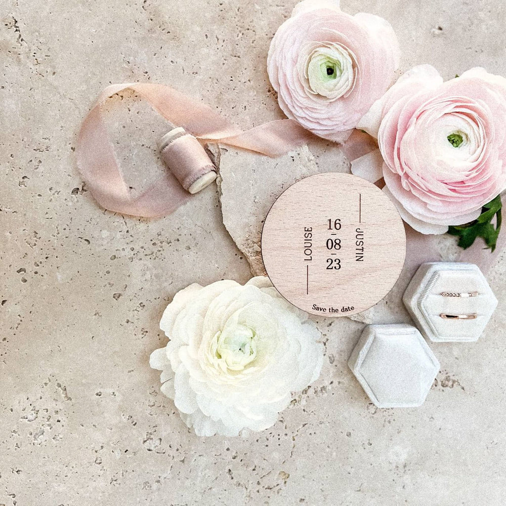 Save the Date Holzmagnet "Elegant" personalisiert