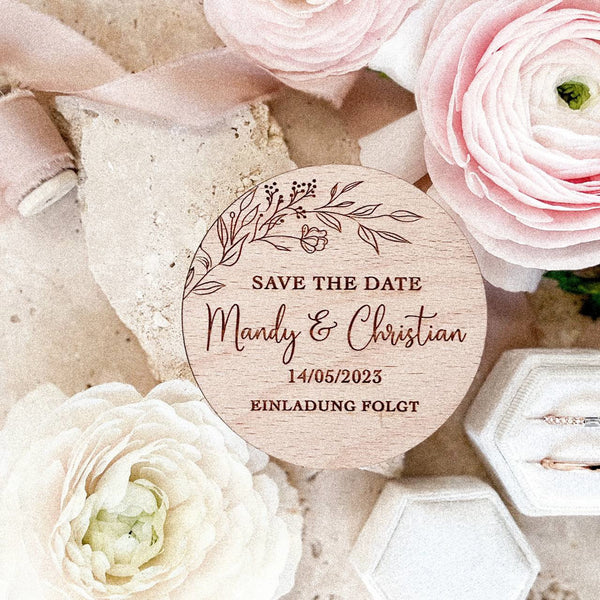 Save the Date Holzmagnet personalisiertes