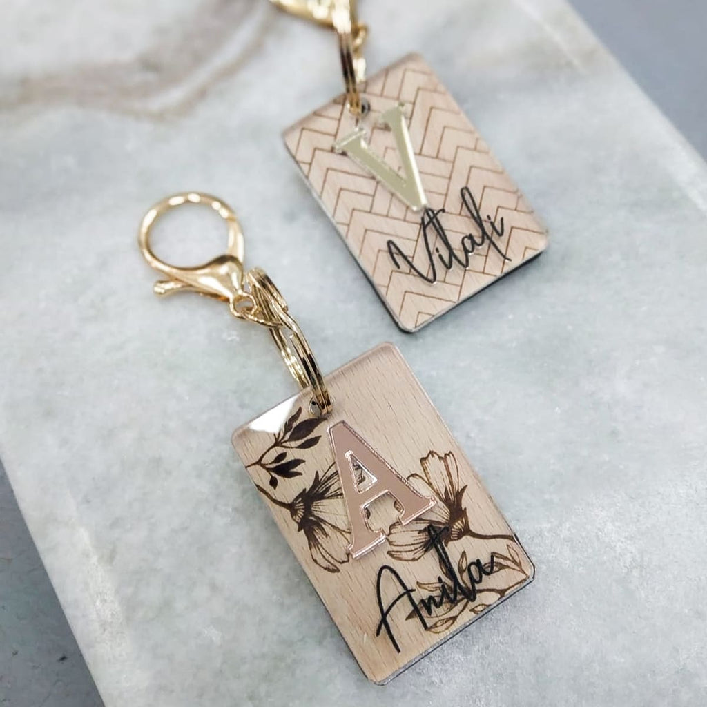 Schlüsselanhänger "Best Of Three"  aus Acryl und Holz, personalisiert
