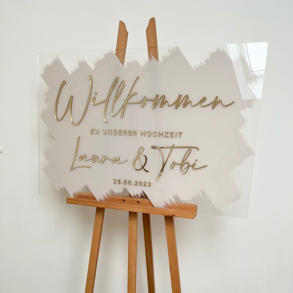 willkommensschild Hochzeit 3D Schrift Acrylglas personalisiert