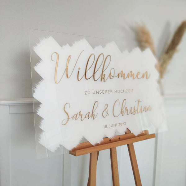willkommensschild Hochzeit 3D Schrift Acrylglas personalisiert