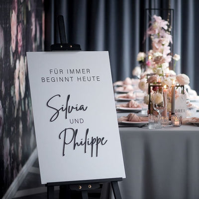 Willkommensschild aus weißem Acryl & 3D Acrylschrift | personalisiert