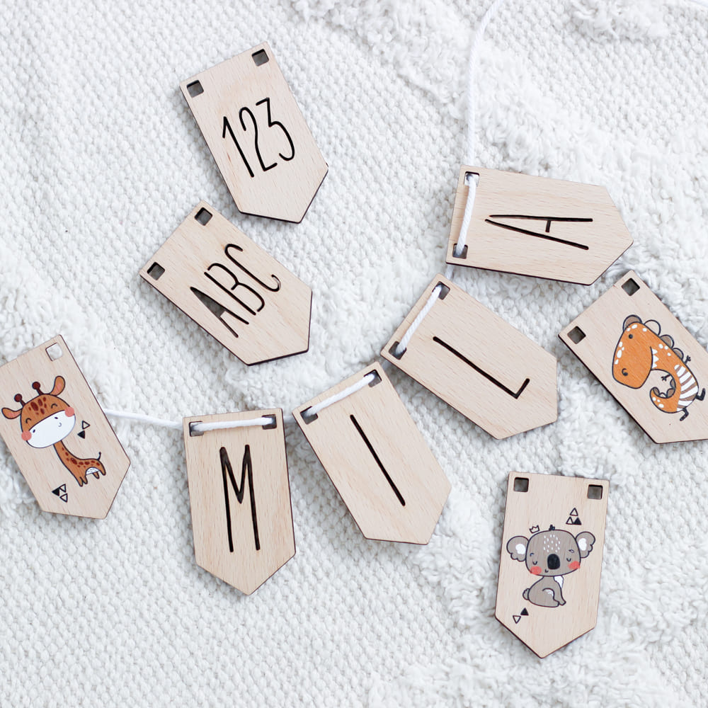 wimpelgirlande holz schulkind personalisiert 