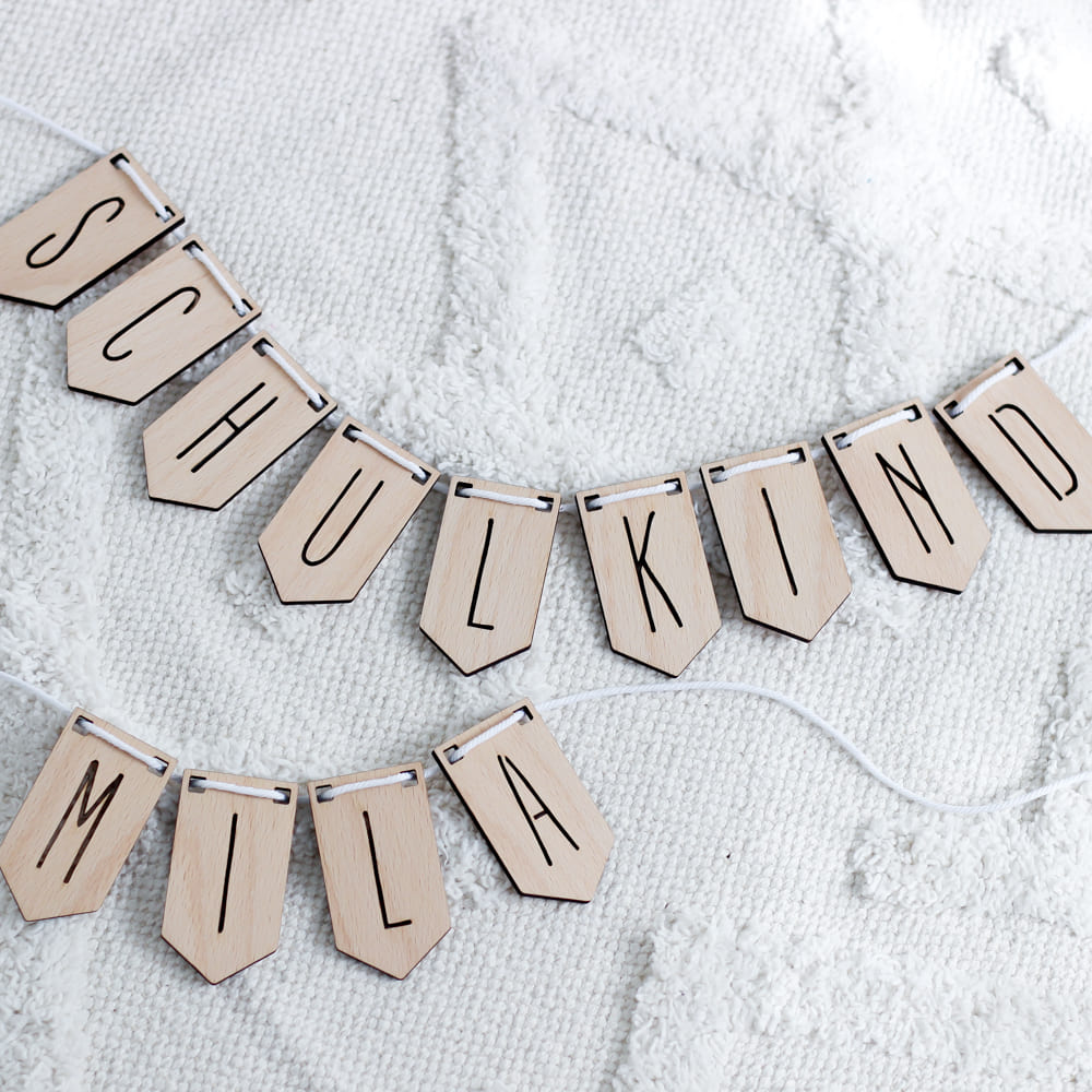 wimpelgirlande holz schulkind personalisiert 