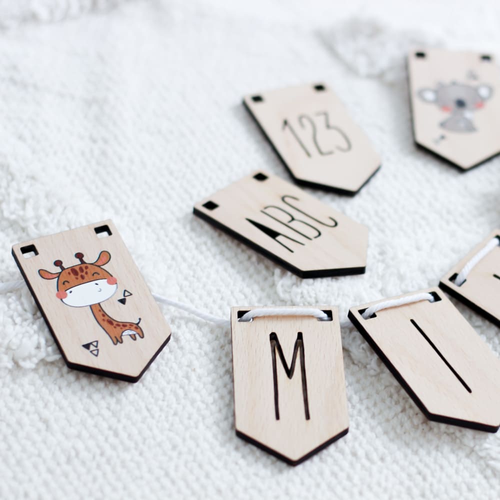 wimpelgirlande holz schulkind personalisiert 